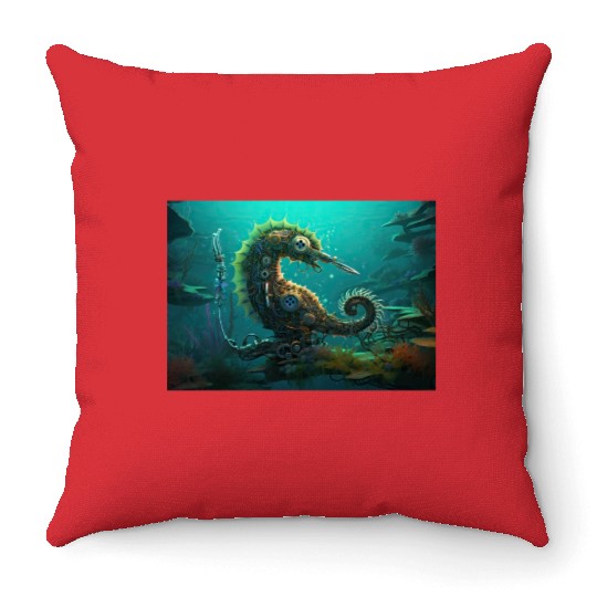 Mechanical Jellyfish Throw Pillows