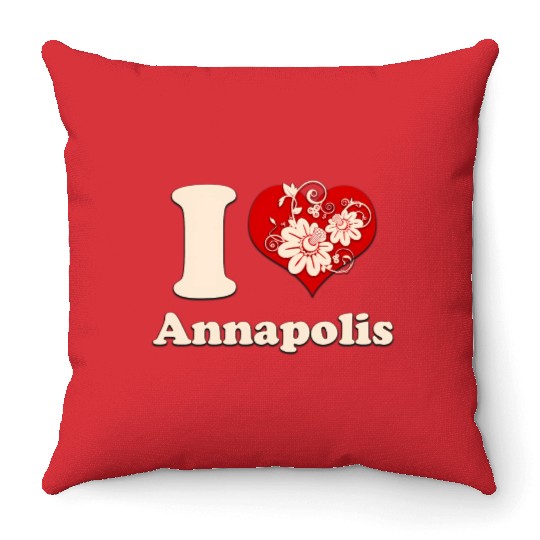 I Heart Annapolis Maryland Floral Throw Pillows