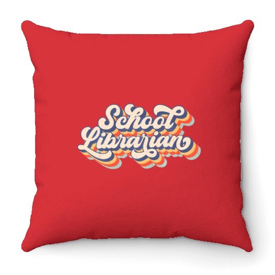 Vintage School Librarian Teacher Squad Back To Sch Throw Pillows