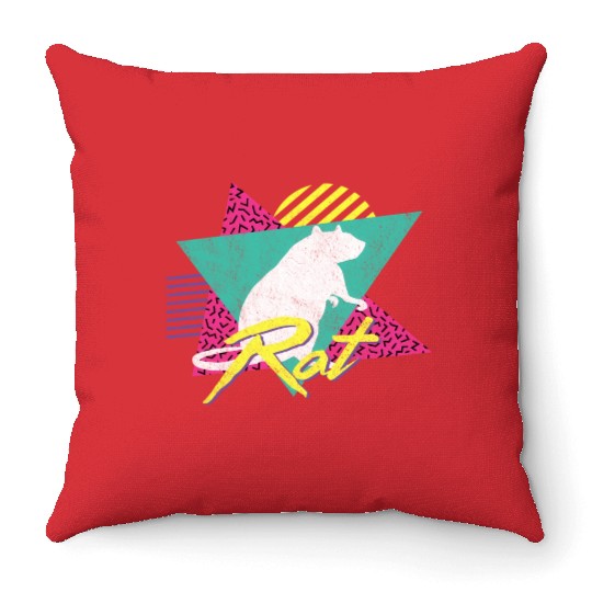 80S Or 90S Rat Throw Pillows