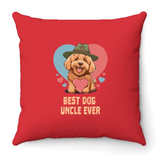 Best Dog Uncle Ever Goldendoodle Dog Dad Cute Dog Throw Pillows