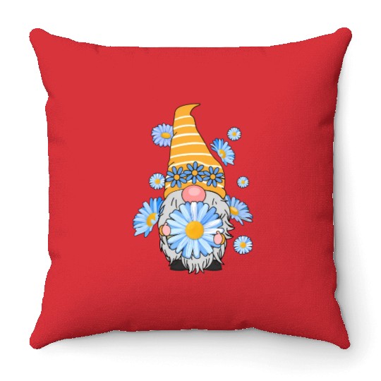 Z4R8 Daisy Gnomes Floral Gnomes Spring Throw Pillows