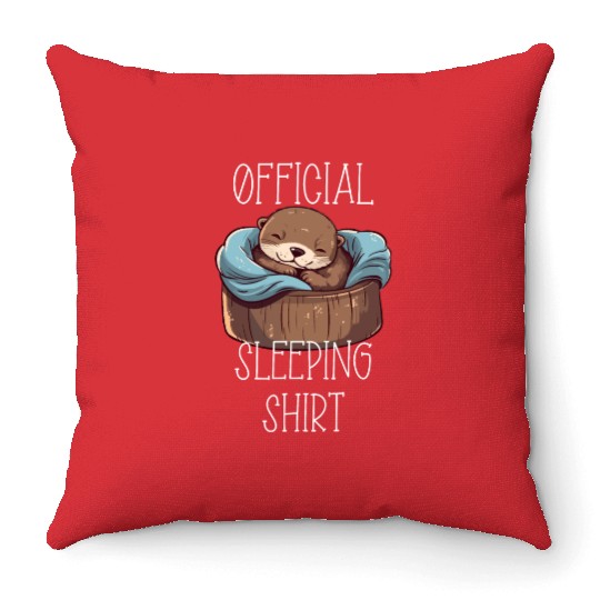 Official sleeping pajama Throw Pillows sea otter