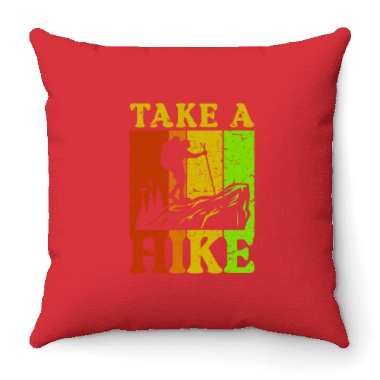 Take a Hike Wanderlust Hiker Hiking Mountains Throw Pillows