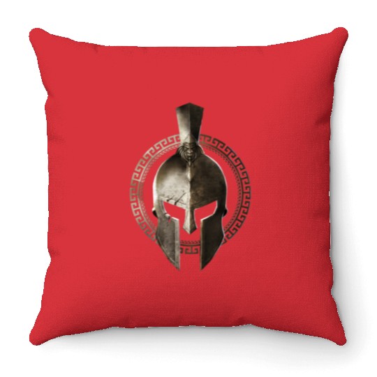 Spartan Helmet Warrior Gladiator Workout Sparta Gr Throw Pillows