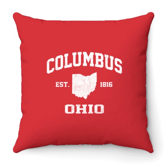 Columbus Ohio Oh State Athletic Style Throw Pillows