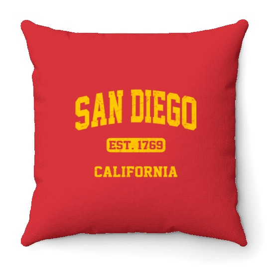 San Diego California State Athletic Style Throw Pillows