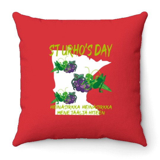 St Urhos Day Grasshopper Grapes Vineyard Minnesota Throw Pillows