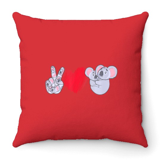 Peace Love Koala Koala Lover Throw Pillows