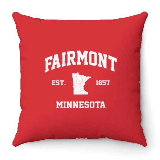 Fairmont Minnesota Mn State Athletic Style Throw Pillows