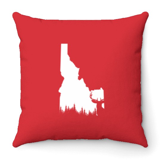 Hunter Elk Deer State Idaho Hunting Throw Pillows