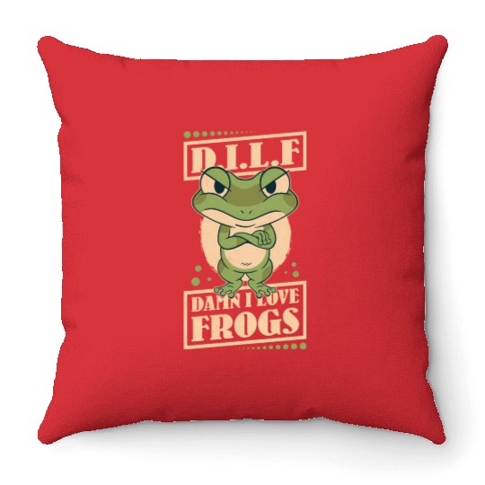 Damn I Love Frogs Throw Pillows