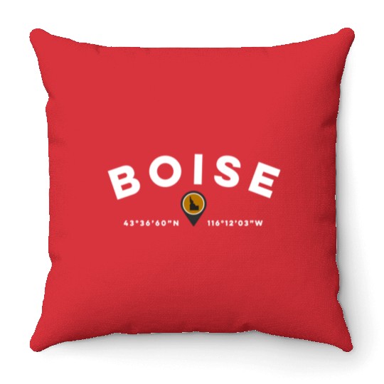 Boise Idaho Id Map Throw Pillows