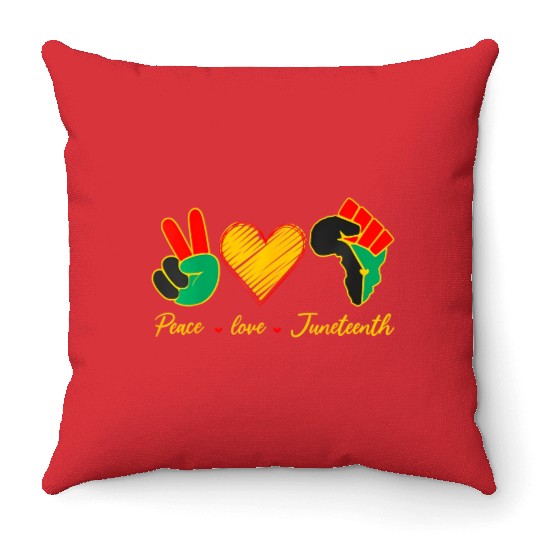 Peace Love Junenth Black History Pride African Ame Throw Pillows