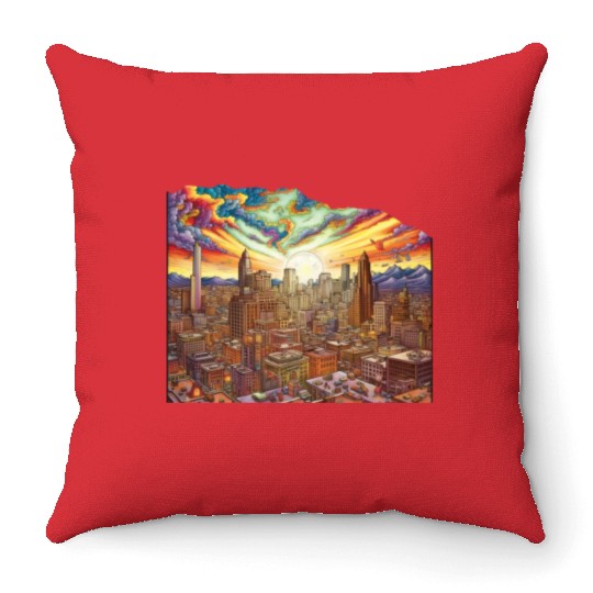 "Phoenix 3D Radiance A Limited Edition Cityscape Throw Pillows