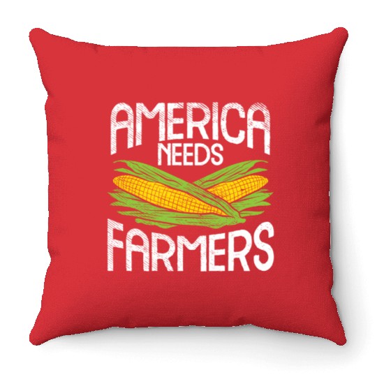 America Needs Farmers Agriculture Corn Farming Throw Pillows