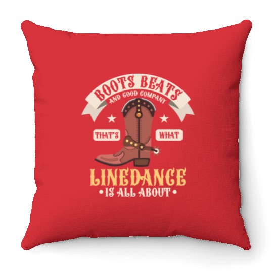 Line Dance Boots Beats Good Company Western Countr Throw Pillows