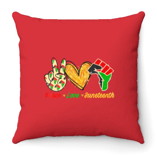 Peace Love Junenth Black Pride Freedom Independenc Throw Pillows