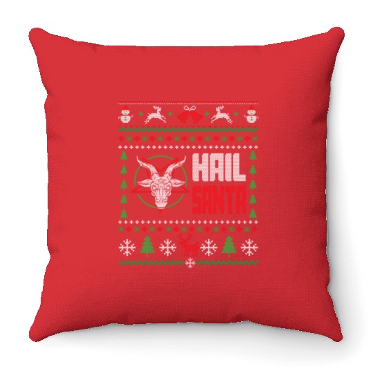 Hail Santa Ugly Throw Pillows