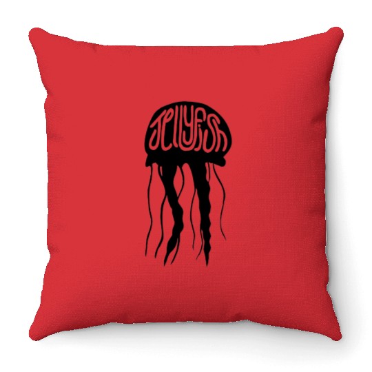 Black Jellyfish Throw Pillows