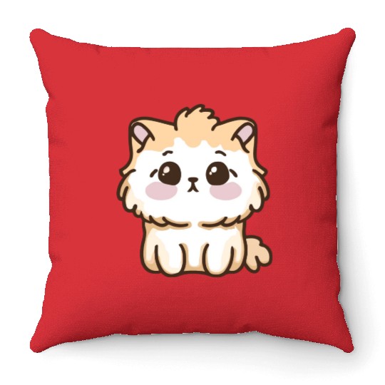 cute kawaii cat valentine gift 1 Throw Pillows