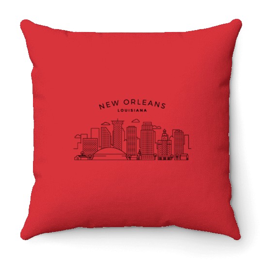 New Orleans Skyline Nola New Orleans Louisiana Throw Pillows