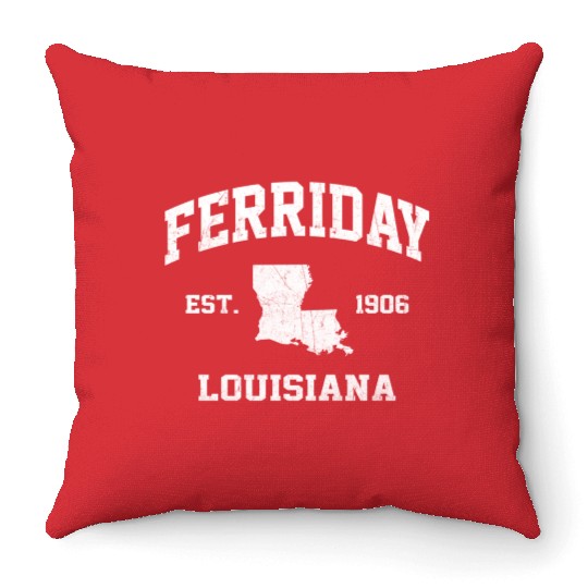 Ferriday Louisiana La State Athletic Style Throw Pillows