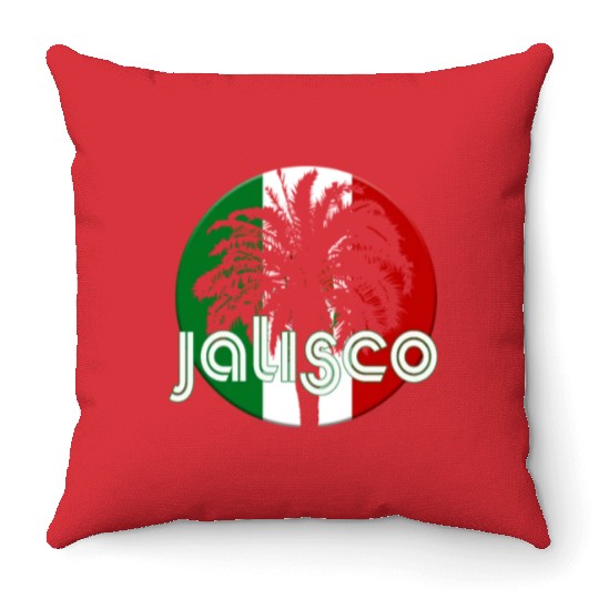 Jalisco Mexico Flag Native Palm Tree Mexican Throw Pillows