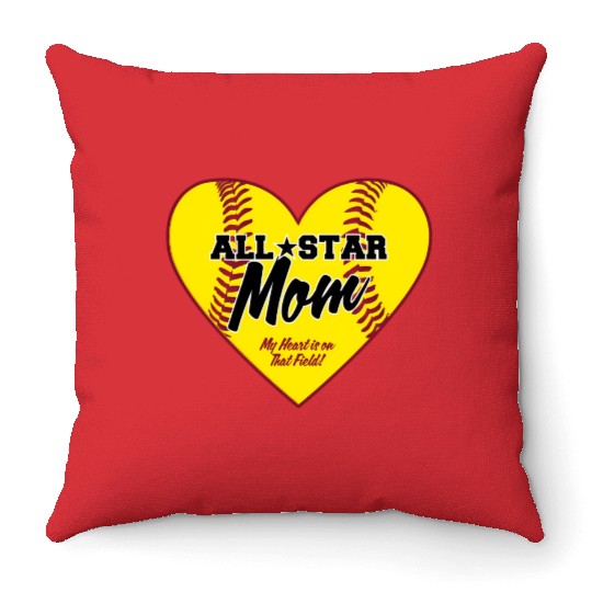 All-Star Softball Mom Throw Pillows