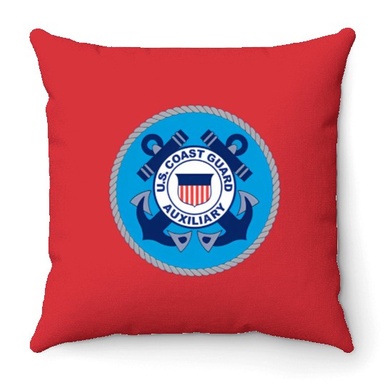 Us Coast Guard Auxiliary Uscga Volunteer Service Throw Pillows