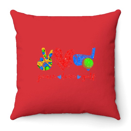 Peace Love Golf Cute Golf Lovers Throw Pillows