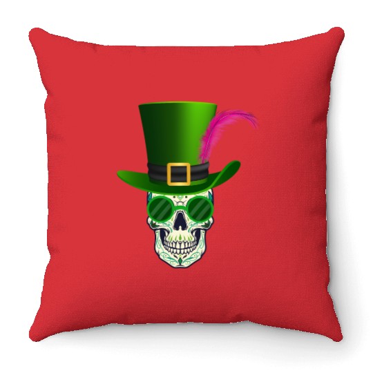 Sugar Skull Saint PatricDay Of Dead Throw Pillows