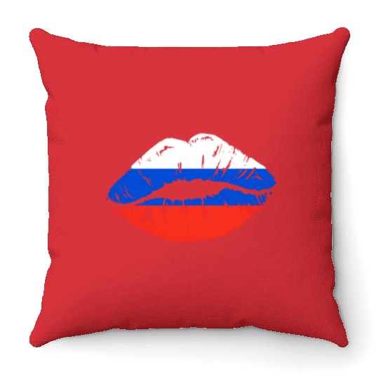 Russian Flag Lips For Russians Russia Throw Pillows