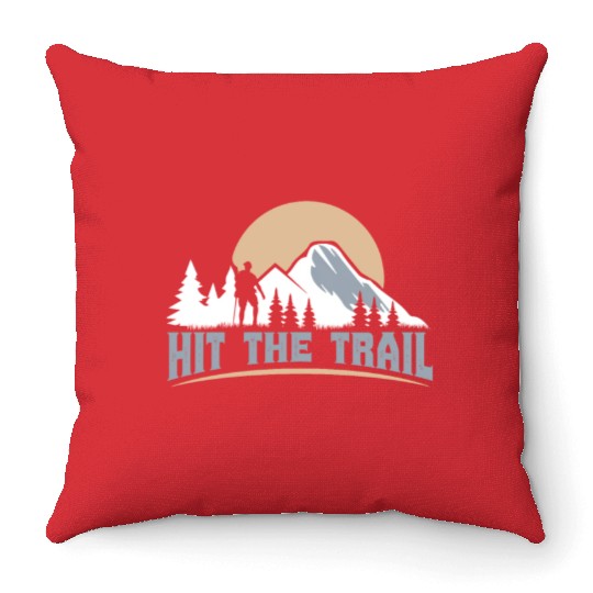 Hit the Trail Mountaineers Wanderlust Hiking Throw Pillows
