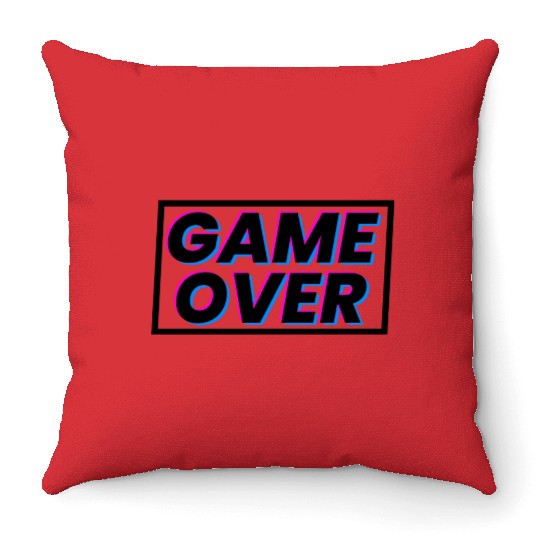 Game over text gamer design 1 Throw Pillows
