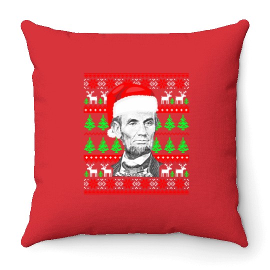 Abraham Lincoln Santa Ugly Throw Pillows