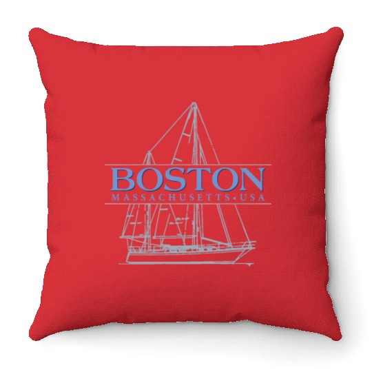 Boston Massachusetts Sailing Throw Pillows