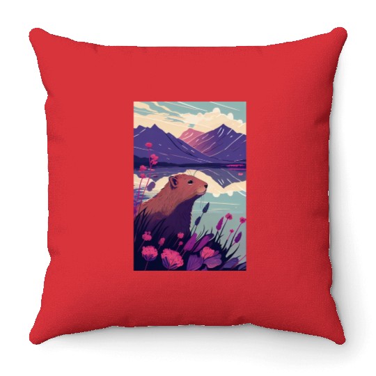 Capybara Nature Capibara Throw Pillows