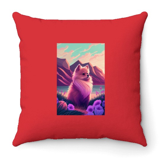 Pomeranian Nature Throw Pillows