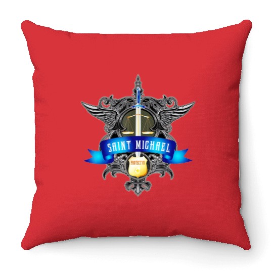 Saint Michael Patron Saint of Police Officers Throw Pillows