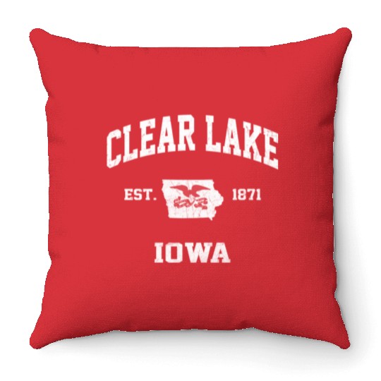 Clear Lake Iowa Ia State Athletic Style Throw Pillows
