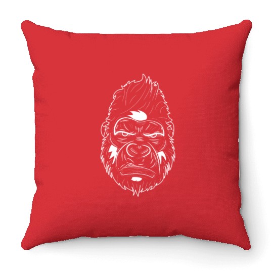 Abstract Line Art of a Gorilla Face Throw Pillows
