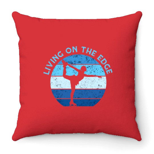 Living On The Edge Figure Skating Throw Pillows