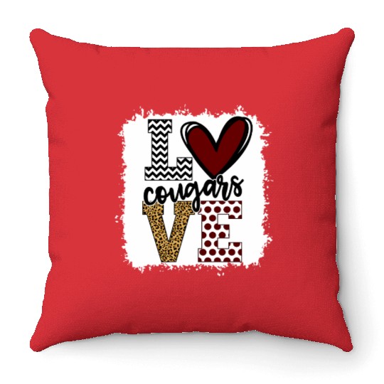 Cougars Mascot Love School Spirit Fantastic Throw Pillows