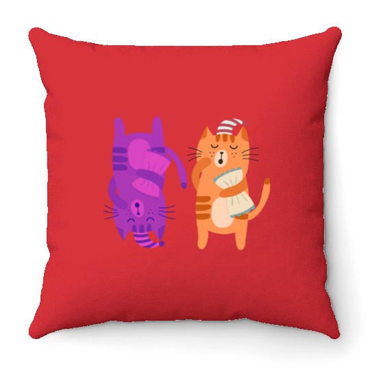 Cats Nap Napping Kitties Hugging Pillows Throw Pillows