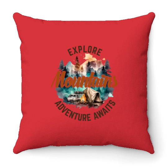 Camping Gear, Adventure Time Throw Pillows, Hiking Throw Pillows