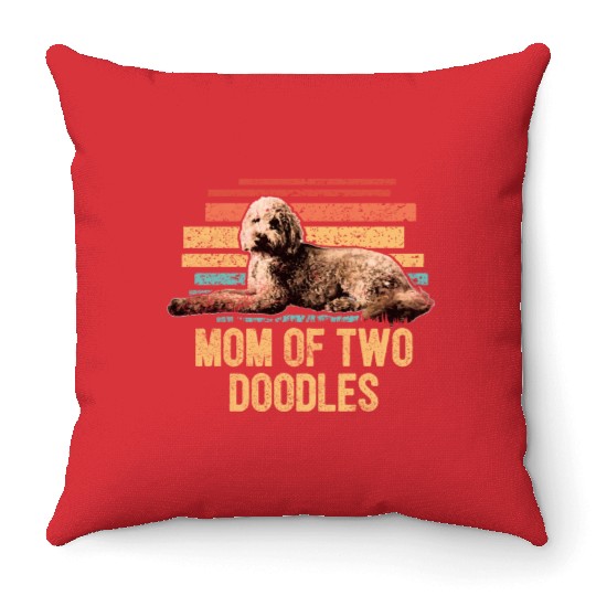 Mom Of Two Doodles Goldendoodle Dog Mom Doodle Throw Pillows