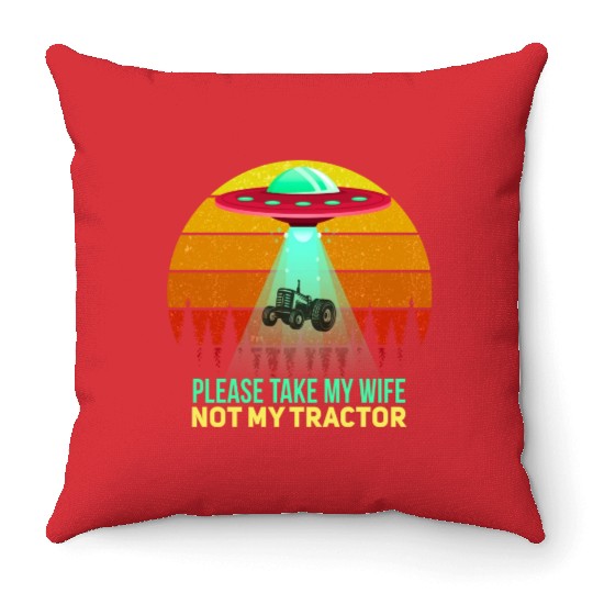 Funny Farmer Tractor Saying Motif Throw Pillows