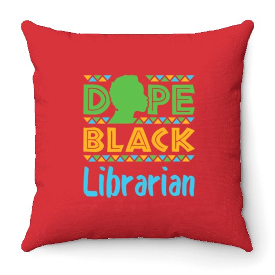 Dope Black Librarian Library Reading Books Throw Pillows