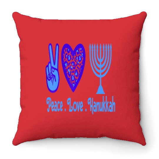 Peace Love Hanukkah 2021 Jewish Menorah Hanukkah C Throw Pillows